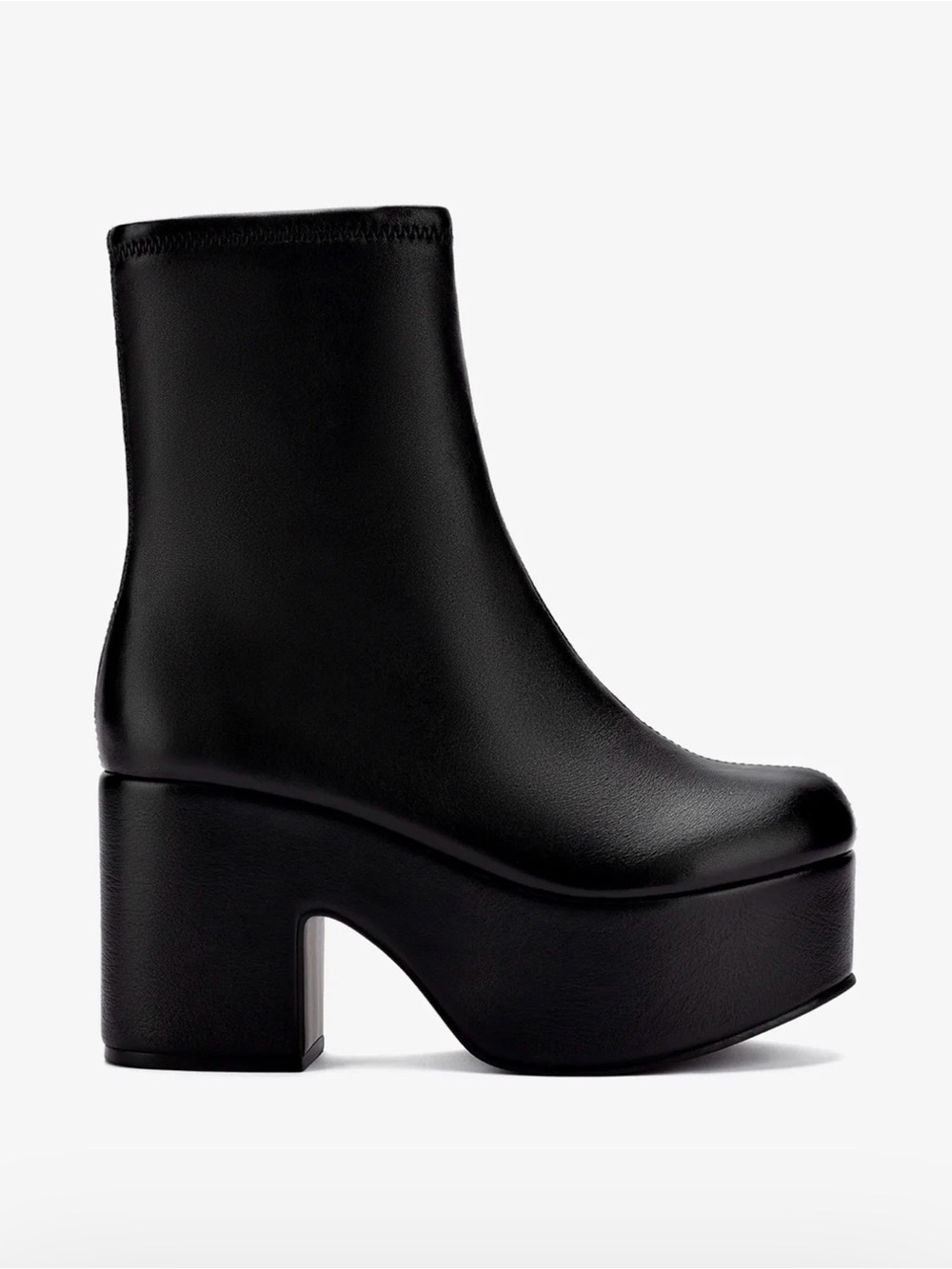 Larroudé Miso Boot Black Stretch Leather Platform Boots Size 9 NIB